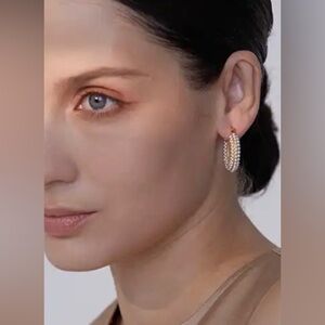 LALA JEWELRY Stainless Steel Pearl Hoop Earrings Luxury Huggie